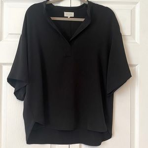 MELLODAY short sleeve, black polyester blouse, size small